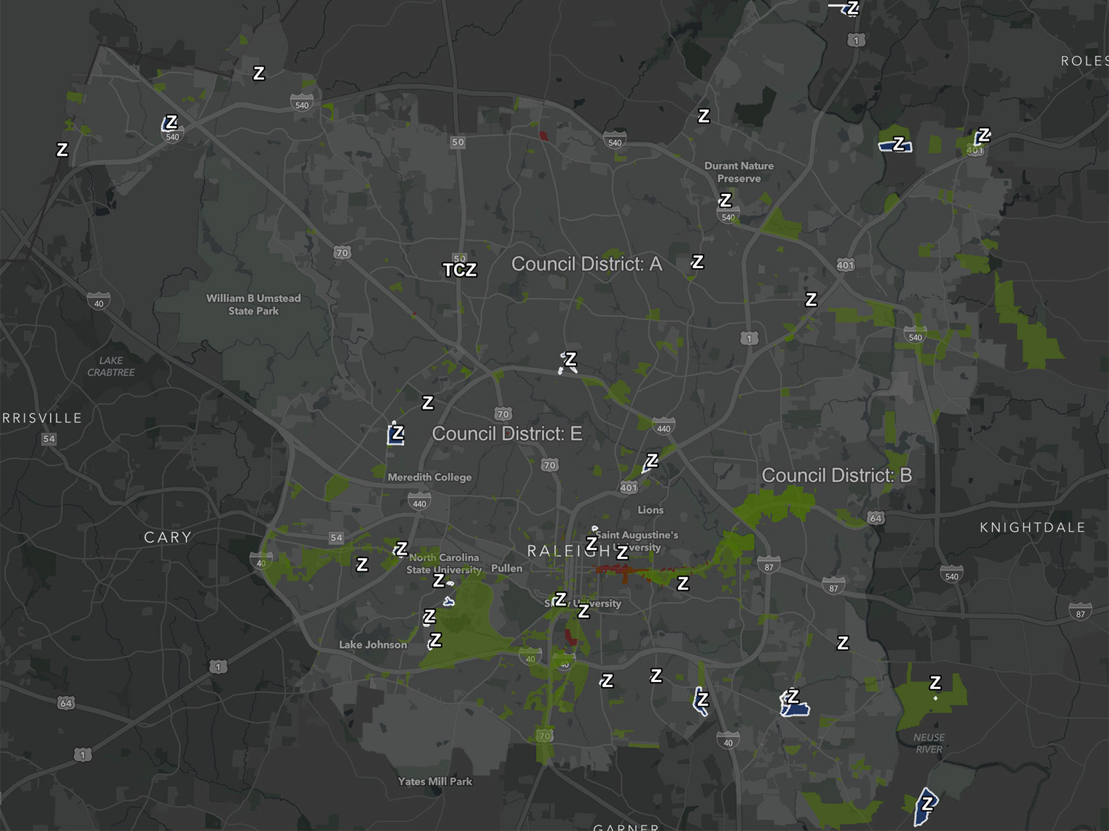 map of raleigh zoning cases